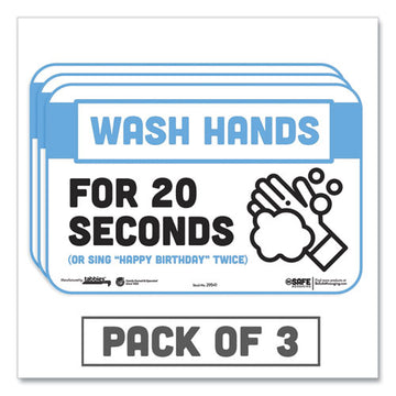 Tabbies® Besafe Messaging Education Wall Signs, 9 X 6,  "wash Hands For 20 Seconds Or Sing Happy Birthday Twice", 3-pack freeshipping - TVN Wholesale